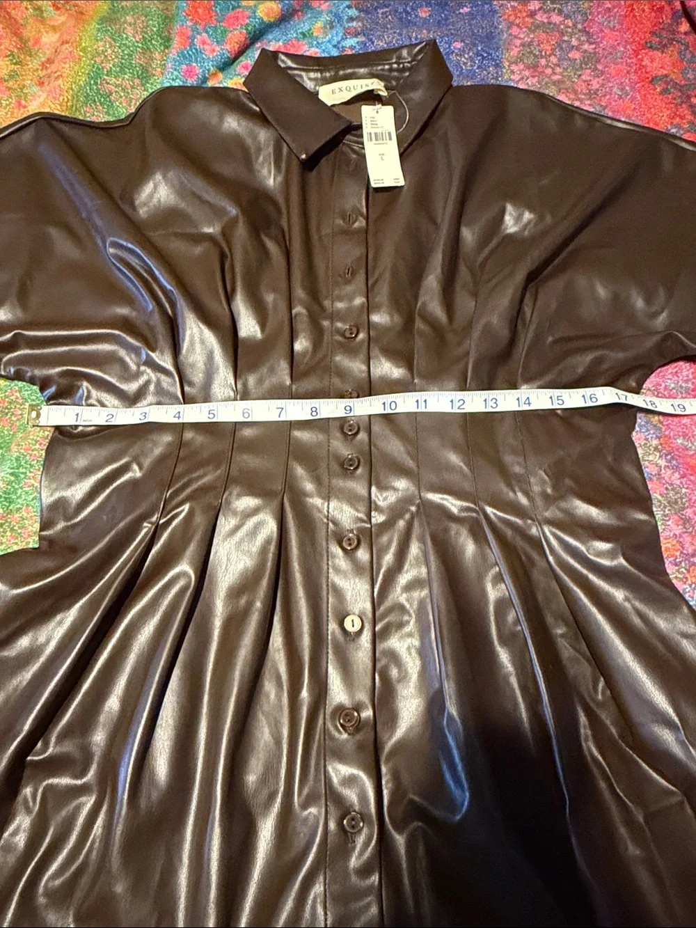 Tobie Faux Leather Mini Shirtdress by Exquise